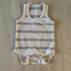 Tiny Cottons Blue and Cream Striped Onesie 6 mo